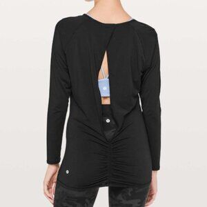 Lululemon Deep Stretch Long Sleeve Cinch MicroModal top Black Women Med 6/8